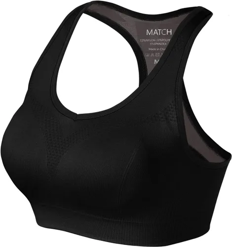 Vista 21 de Match Sujetador deportivo de espalda cruzada para mujer, impacto medio Negro