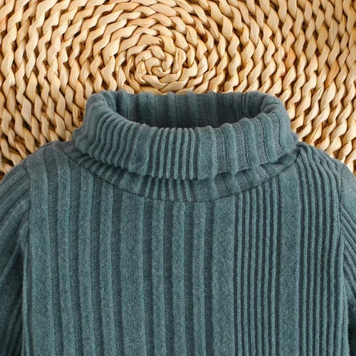 Vista 3 de Traje térmico de algodón suave con cuello redondo y manga larga de color liso, para bebés y niñas