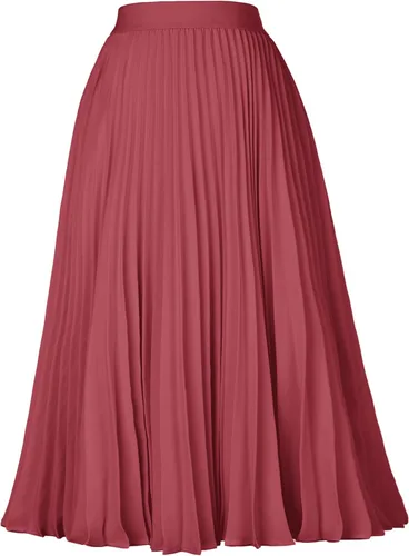 Vista 182 de GRACE KARIN - Falda plisada de gasa para mujer, con cintura alta y elástica, vuelo, corte acampanado y longitud por debajo de la rodilla
