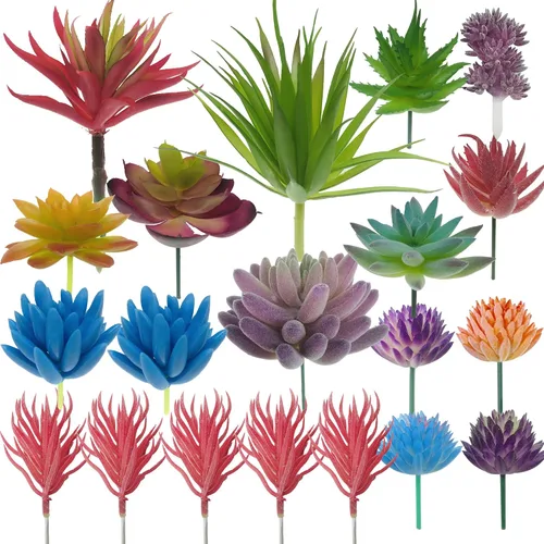 Vista 11 de Woohome 10 piezas de suculentas falsas artificiales, decoración de cactus artificiales, plantas suculentas artificiales para decoración de cactus