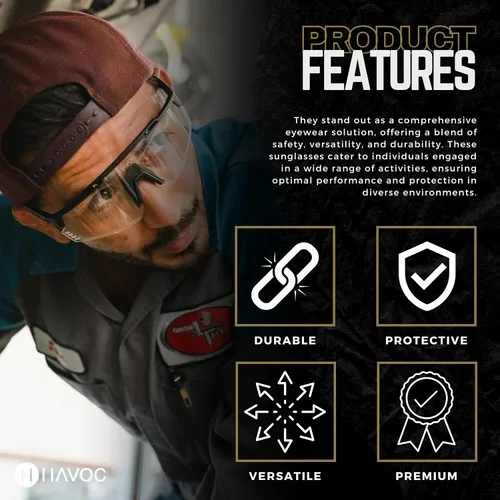 Vista 4 de Havoc Racing Reaper - Gafas de sol de seguridad Z87+, protección UV400 de grado táctico, persianas antisudor