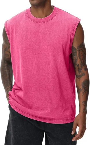 Vista 12 de Camisetas sin mangas de algodón para hombre, corte muscular, gimnasio, correr, playa, ajuste holgado