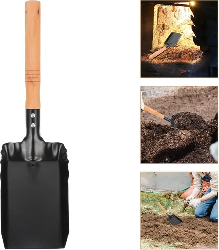 Vista 7 de Pala de ceniza de metal con mango de madera, pala de carbón, pala de jardinería para estufa de leña, 4