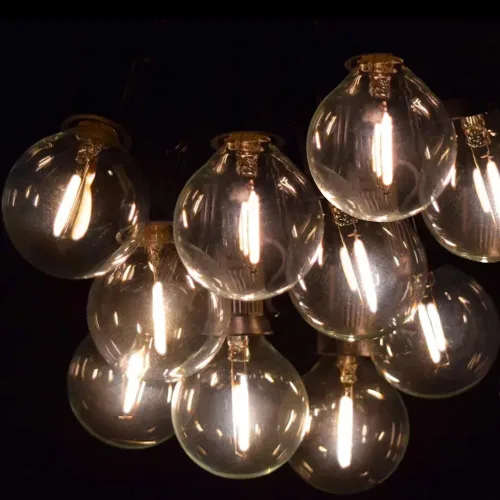Vista 3 de Lampat Cadena de luces, 25 bombillas LED, 25 pies, G40, luces de cadena de globo con bombillas, certificación UL para decoración comercial