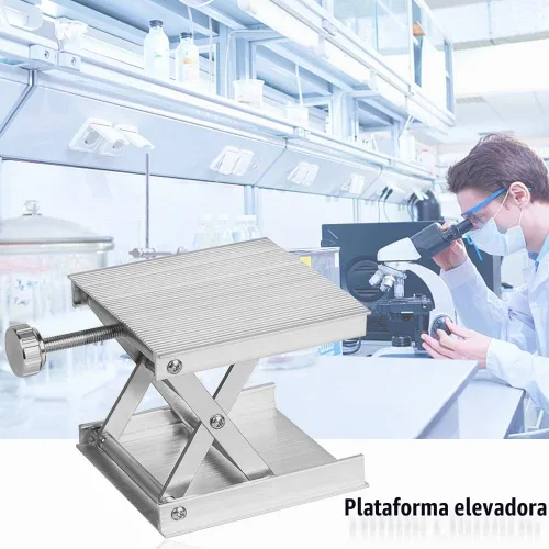 Vista 3 de Tookie Gato de tijeras de laboratorio, plataforma de gato de soporte de laboratorio con rueda de mano negra, plataforma de elevación de aleación