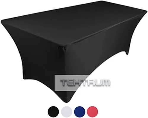 Vista 4 de TEKTRUM Mantel elástico rectangular de 8 pies de largo, para jacuzzi, para feria comercial, tela de alta calidad (negro)