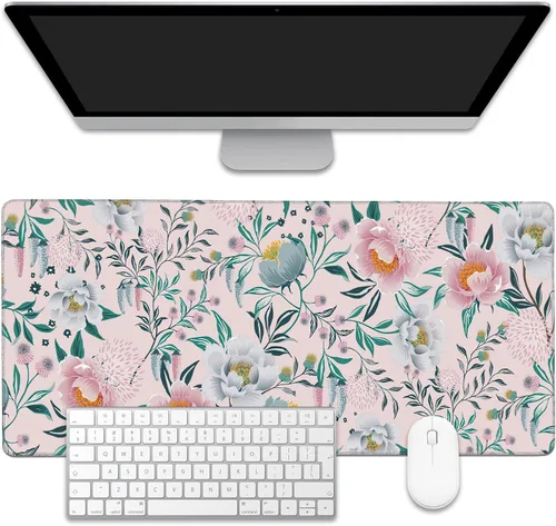 Vista 10 de Alfombrilla para mouse, estilo de línea de arte dorada abstracta para escritorio, almohadilla de escritorio con base antideslizante y borde cosido
