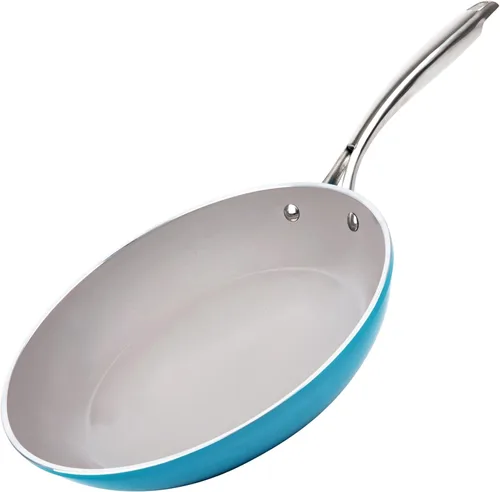 Vista 7 de Gotham Steel Sartén antiadherente de 5.5 cuartos de galón con tapa, sartén de cerámica jumbo con tapa de vidrio, mango que se mantiene fresco +