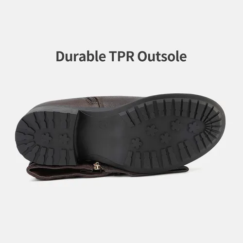 Vista 4 de DREAM PAIRS - Botas de montar de invierno para mujer cómodas hasta la rodilla y de pantorrilla ancha
