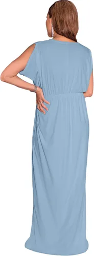 Vista 4 de KOH KOH Vestido largo de verano de maternidad con cuello en V y manga corta para mujer