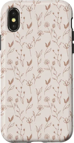 Vista 5 de iPhone 16 Hojas Botánico Flor Planta Línea Arte Terracota Case