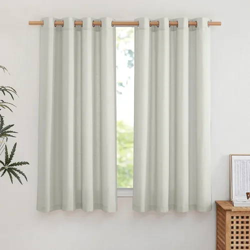 Vista 251 de NICETOWN - Cortinas de lino angora para ventana de cocina sobre el fregadero, con ojales, lino grueso angora, tratamientos cortos para ventanas