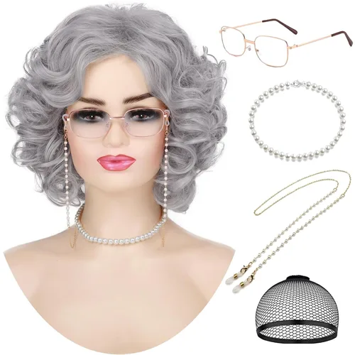 Vista 67 de Peluca de cosplay estilo Bob azul oscuro + horquilla de libélula + collar para fiesta, disfraz de Halloween, peluca de mujer