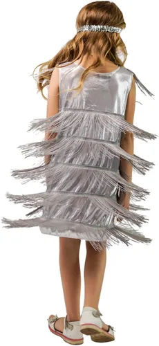 Vista 5 de Disfraz de satén flapper de moda para niños y niñas (S, M, L)