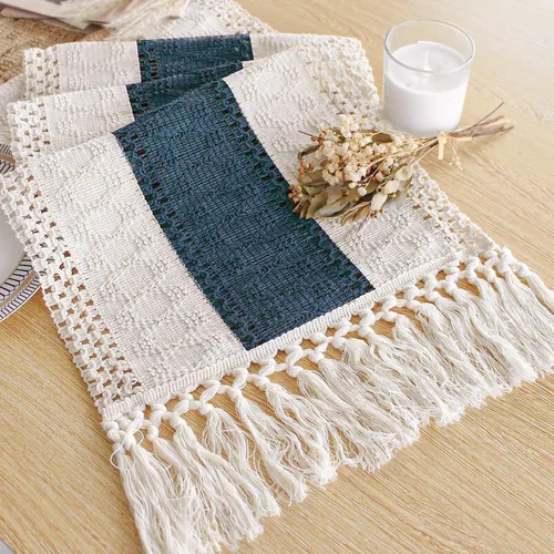 Vista 40 de FEXIA Camino de mesa bohemio para decoración del hogar, 12 x 72 pulgadas, decoración rústica de macramé Beige