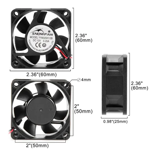 Vista 5 de uxcell Ventilador de refrigeración de 2.362 in x 2.362 in x 0.984 in 12 V CC de larga vida con rodamientos de bolas dobles para PC