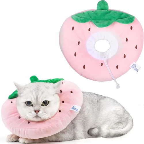 Vista 12 de ANWA Collar de cono ajustable para gato, suave, lindo collar de dona para gato después de la cirugía, conos de recuperación de gatitos para dejar