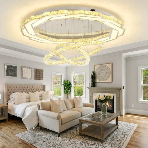 Vista 20 de Flashing God Candelabros de cristal modernos de 12 pulgadas, lámpara de techo de montaje empotrado, mini lámpara LED regulable para pasillo, lámpara