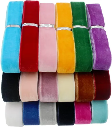 Vista 10 de Cinta de terciopelo de una sola cara de 36 yardas de 1 pulgada para envolver paquetes, hacer clips para el pelo, costura, diademas de bebé