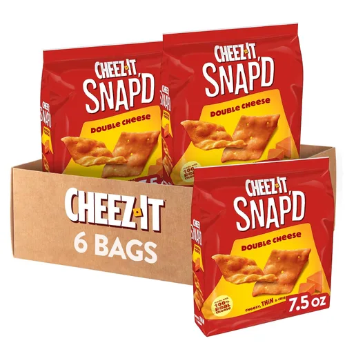Vista 15 de Cheez-It Snap'd Chips de Galletas de Queso, Crujientes Delgadas, Aperitivos para el Almuerzo, Cheddar Crema Agria y Cebolla, Caja de 45oz (6 Bolsas)