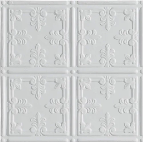 Vista 11 de FASÄDE - Panel adhesivo para techo de vinilo decorativo con estilo/patrón tradicional de 2 x 4 pies en plata entrecruzada (paquete de 5)