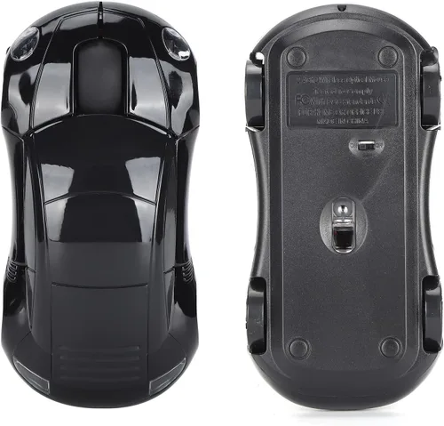 Vista 7 de Dpofirs Mouse 2.4G para laptop, mini mouse inalámbrico inteligente en forma de automóvil, mouse ergonómico con receptor USB, regalos para niñas Negro