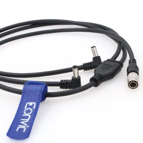 Vista 4 de Hirose - Cable divisor en Y de entrada de CC de 4 pines a 2 vías de 0.098 in para monitor receptor Lectrosonics SRc