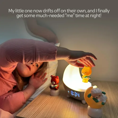 Vista 6 de Move2Play, Máquina de Sonido Dozi Más de 3 horas de contenido Luz nocturna Reloj despertador para niños pequeños y niños Tranquilizador Ok
