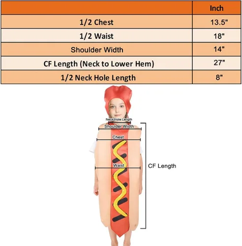 Vista 7 de Suppromo Disfraz de perro caliente de Halloween para niños pequeños y niñas Cosplay