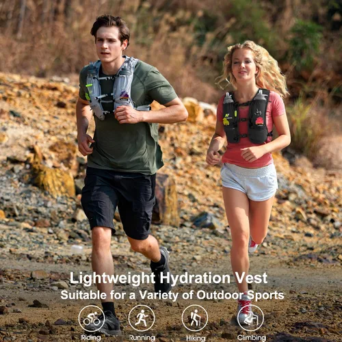 Vista 9 de N NEVO RHINO Chaleco para correr, chaleco de agua para correr de hidratación, 5.5 L, con bolsa de agua de 1.5 L, mochila de hidratación ligera
