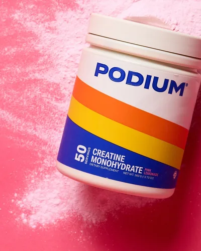 Vista 3 de Podium Nutrition, Solos Monohidrato de creatina, 50 porciones, limonada rosa, aumenta el rendimiento atlético