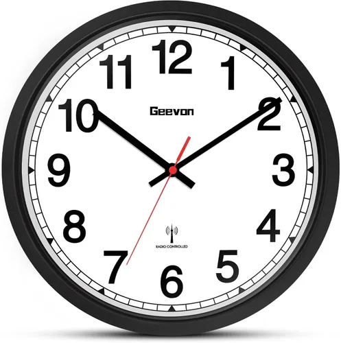Vista 11 de Geevon Reloj de pared atómico de 16 pulgadas, reloj analógico autoajustable con sincronización automática de tiempo, funciona