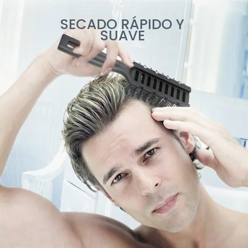 Vista 6 de Baasha Cepillo para el cabello, cepillo ventilado para secar con soplado, cepillo de pelo corto para hombre con cerdas con punta de bola, mejor