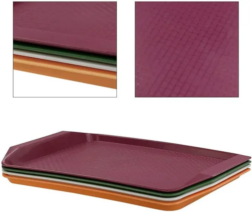Vista 3 de Idotry - Bandejas de plástico para servir comida rápida, paquete de 4 bandejas rectangulares para servir Bandeja de comida rápida de 16.77 x 11.81