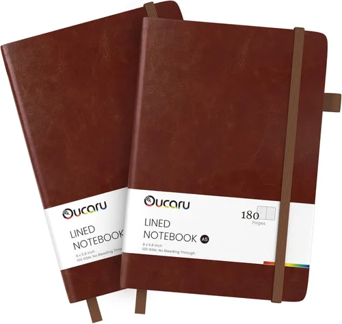 Vista 11 de Oucaru Cuaderno rayado, paquete de 4, 180 páginas, diarios A5 para escribir, papel grueso de 100 GSM, cuadernos pequeños diarios para mujeres
