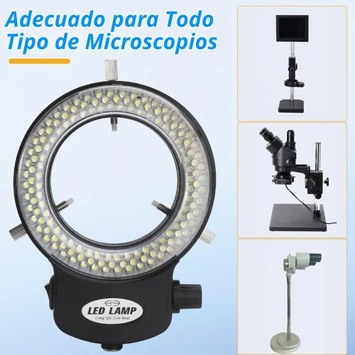 Vista 5 de Luz de microscopio de anillo de 144 LED, iluminador ajustable para microscopios estéreo de laboratorio y cámara