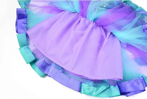 Vista 8 de Aoiviss Girls Mermaid Costume Outfit Mermaid Tutu Ariel Dress with Headband for Birthday Gifts Party Halloween Dress Up