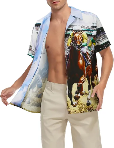 Vista 165 de Camisa hawaiana para hombre, con estampado floral, cómoda, con botones, casual, manga corta, ropa de playa para hombre