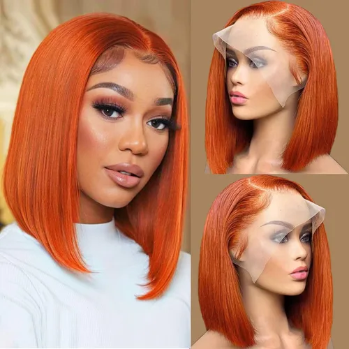 Vista 8 de Peluca Bob de encaje frontal de Superfect, cabello humano de 10 pulgadas, 13x4 ondas profundas rizadas, pelucas frontales transparentes