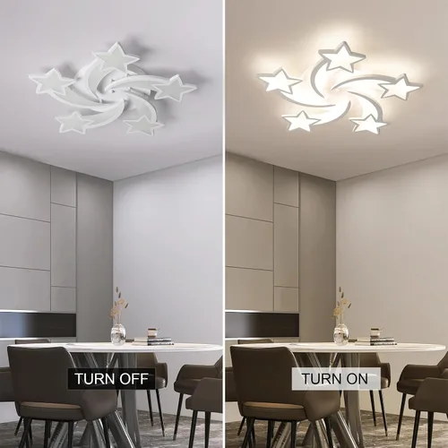 Vista 7 de JAYMP Lámpara de techo en forma de flor regulable moderna lámpara de techo con control remoto LED para dormitorio, sala de estar, comedor