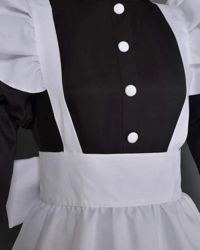 Vista 4 de miccostumes - Disfraz de uniforme de criada para mujer con delantal
