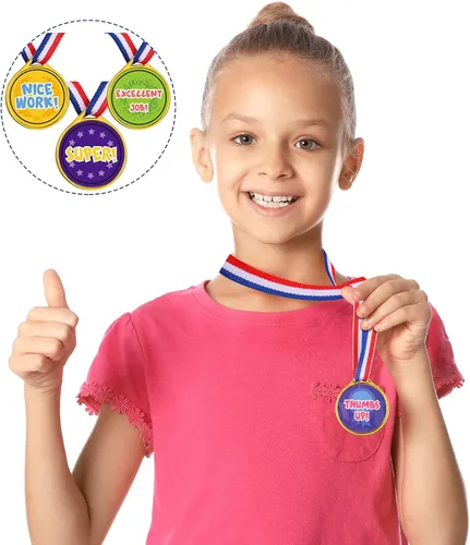 Vista 6 de Gejoy Medallas de premio, medallas surtidas para premios para niños, medallas de premio de plástico estilo surtido, medallas de premio para niños
