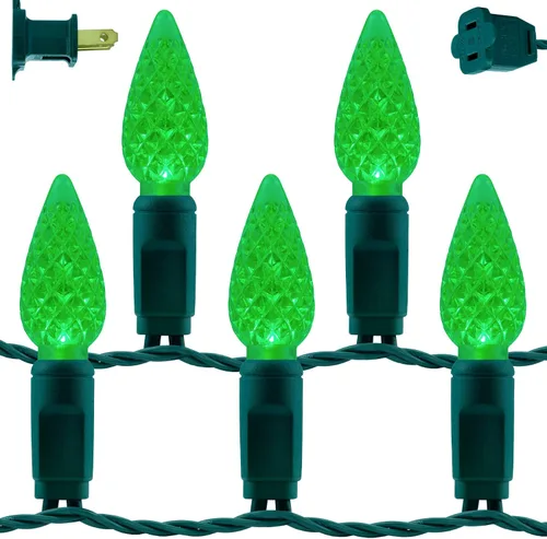 Vista 16 de YULETIME Tira de luces LED multicolor C9 fresa para Navidad, 68 pies 100 unidades con espaciado de 8" impermeable, luz de cadena festiva