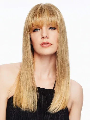 Vista 5 de Flecos en la parte superior de la cabeza color R6/30H chocolate cobre – 16 pulgadas de longitud Topper Hairdo Base Monofilamento 5 Clips Natural