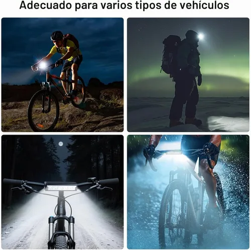 Vista 6 de Faro de bicicleta súper brillante, 2800 lúmenes para conducción nocturna