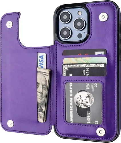 Vista 11 de ONETOP Compatible con iPhone 14 Pro Max Funda Cartera con Portador de Tarjetas, Funda de Cuero PU con Soporte Ranuras para Tarjetas, Doble Cierre