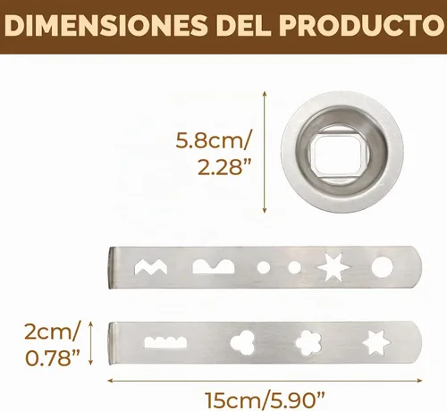 Vista 2 de Accesorio para hacer galletas - Moldes de galletas de acero inoxidable con 4 y 5 diseños de patrones, anillo de 2.106 in, compatible con máquinas