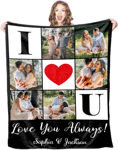 Vista 13 de Mantas personalizadas con fotos, 1 foto, manta personalizada, regalos personalizados para mamá, papá, pareja, novia, novio, esposa, marido, 8 tamaños