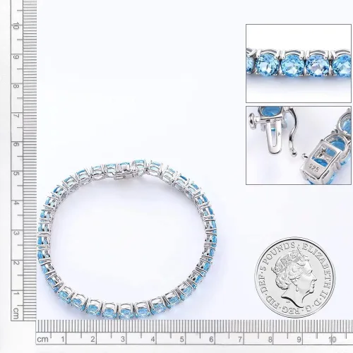 Vista 5 de Pulsera de tenis clásica de plata de ley 925 de 0.197in con citrino natural Siwss azul topacio peridoto bhodolita amatista para mujer, tamaño 7.25