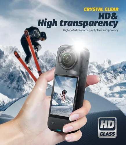 Vista 4 de Orzero Paquete de 3 protectores de pantalla de cámara compatibles con accesorios Insta360 X4 Air con herramienta de alineación automática, protector